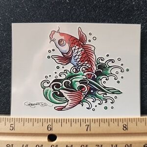 Ed Hardy Temporary Tattoo Red and Green Koi Fish